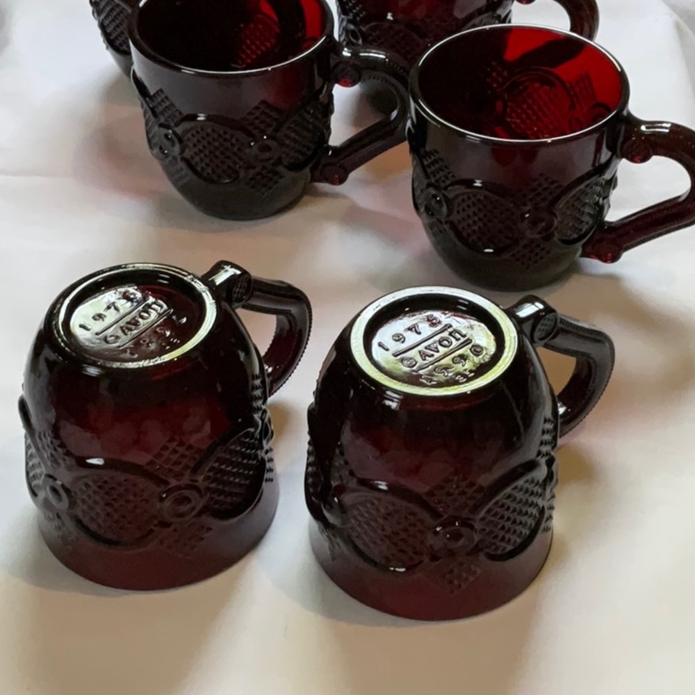 Vintage Avon Cape Cod Ruby Red Glass Coffee Cups set of 2 - Picture 2 of 6